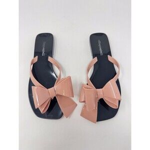 Jeffrey Campbell Sugary Womens Sandals Pink Jelly Bow Flat Thong Square Toe US 8